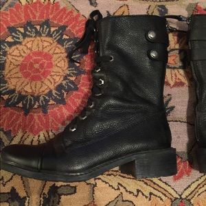 Sam Edelman Black Combat Lace Up Boots Moto